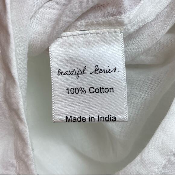 Beautiful Stories Womens Cotton Embroidered Blouse and Matching Necklaces Size L - Picture 6 of 7